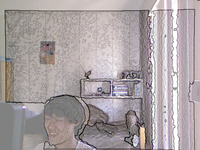 Kinect Depth Image and Edges Overlaid on Color Image